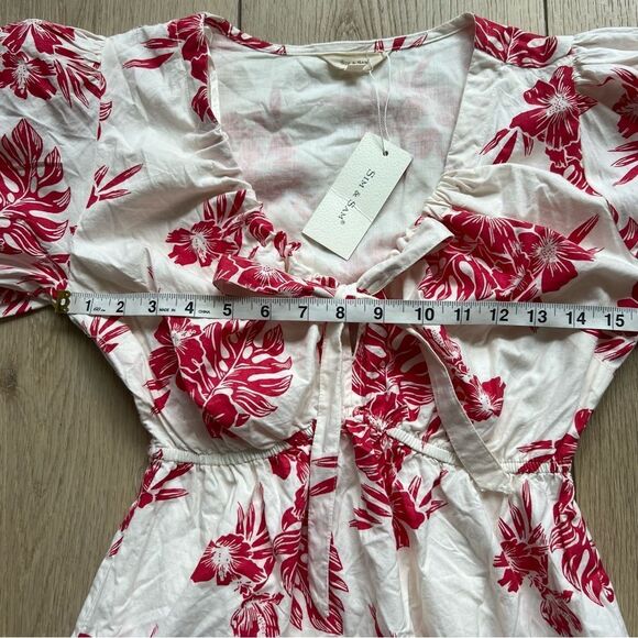 Sim & Sam NWT Red Ivory Trop Poplin Print Mini Dress Size Small - Picture 16 of 16